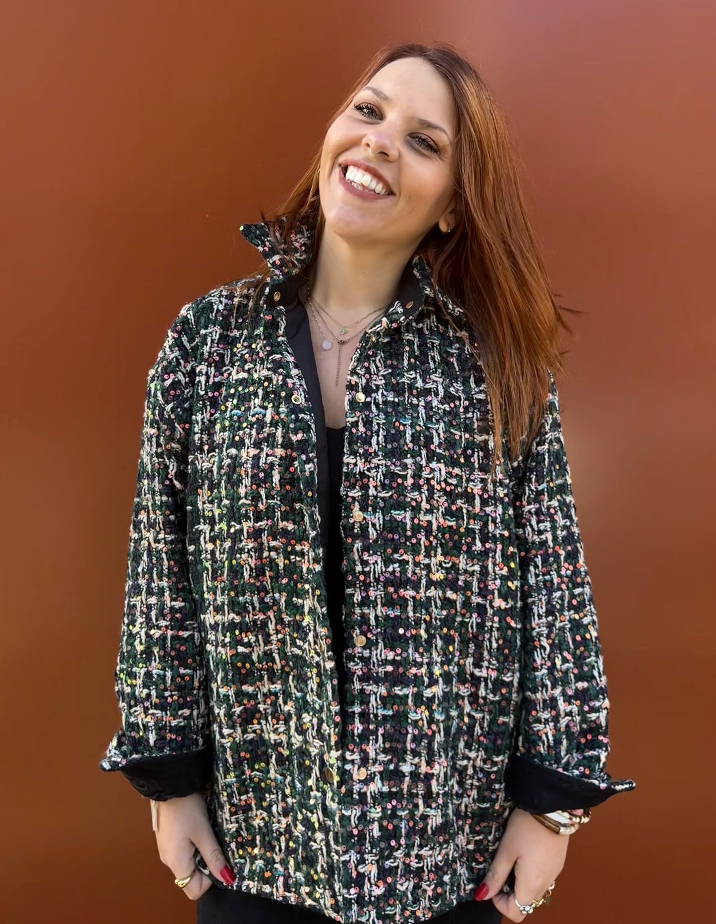 Veste en tweed à sequins