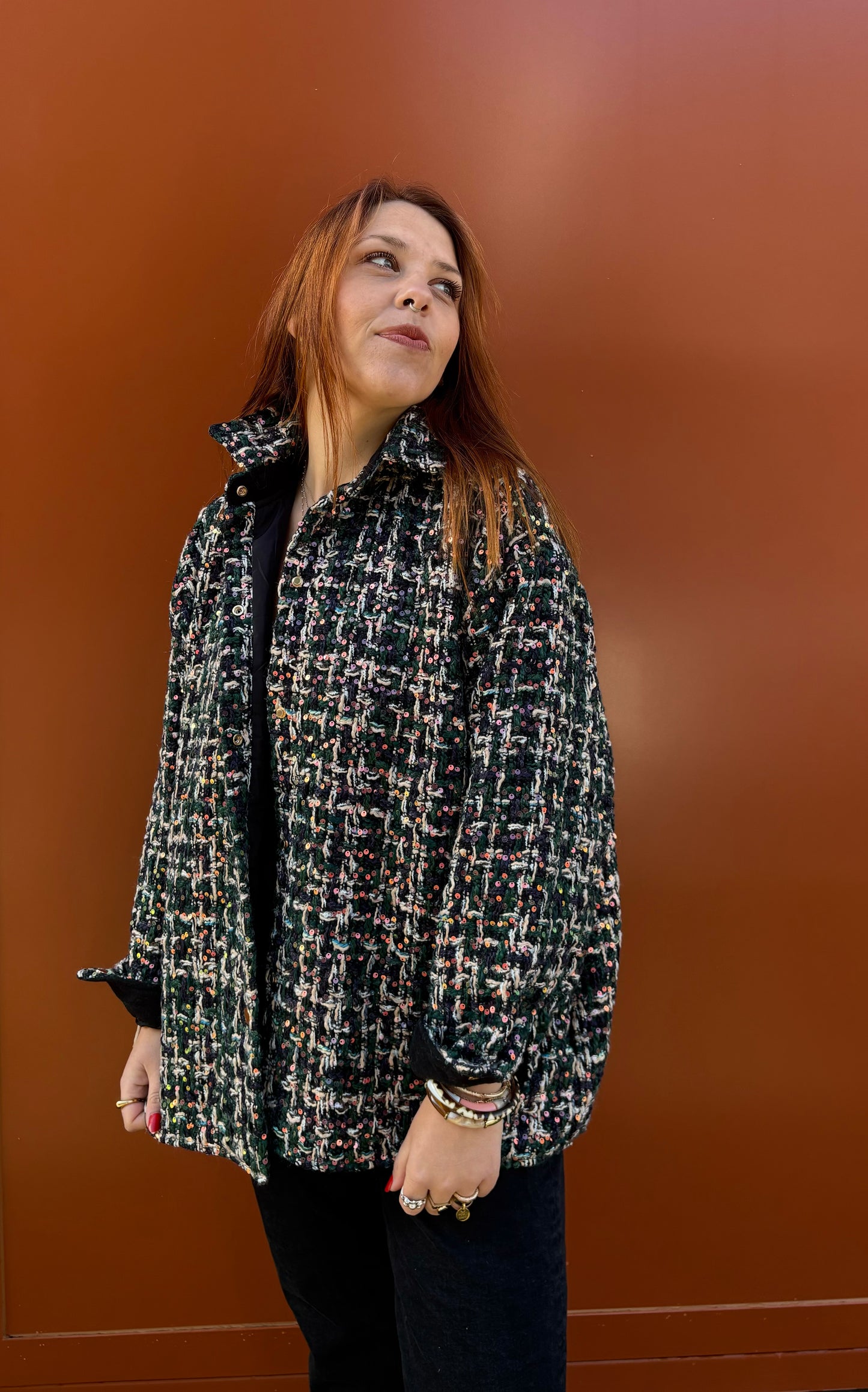 Veste en tweed à sequins