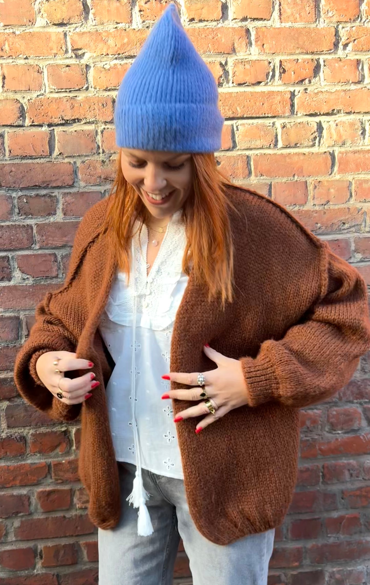 Cardigan oversize marron