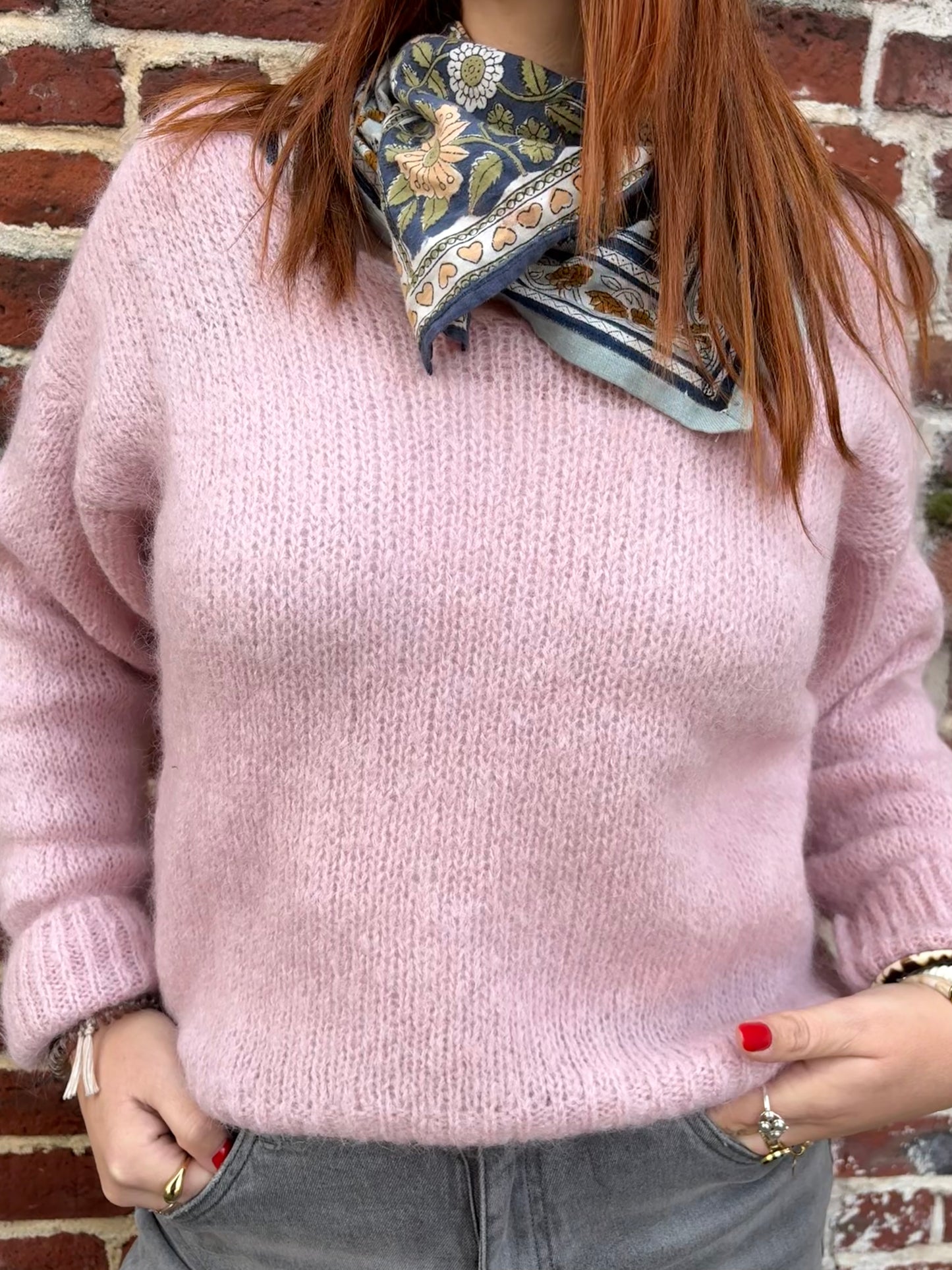 Pull en alpaga rose clair