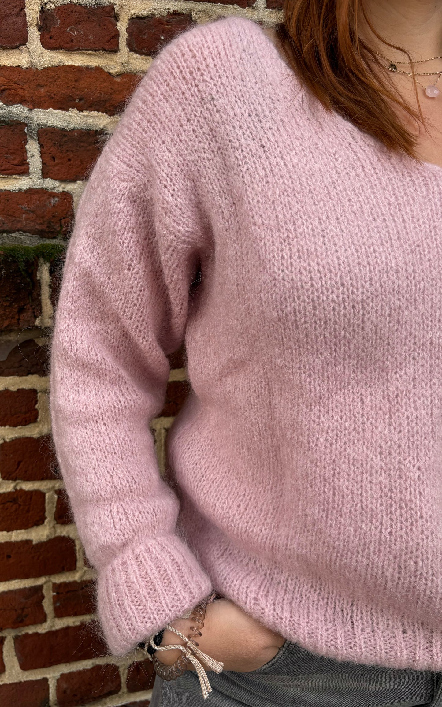 Pull en alpaga rose clair