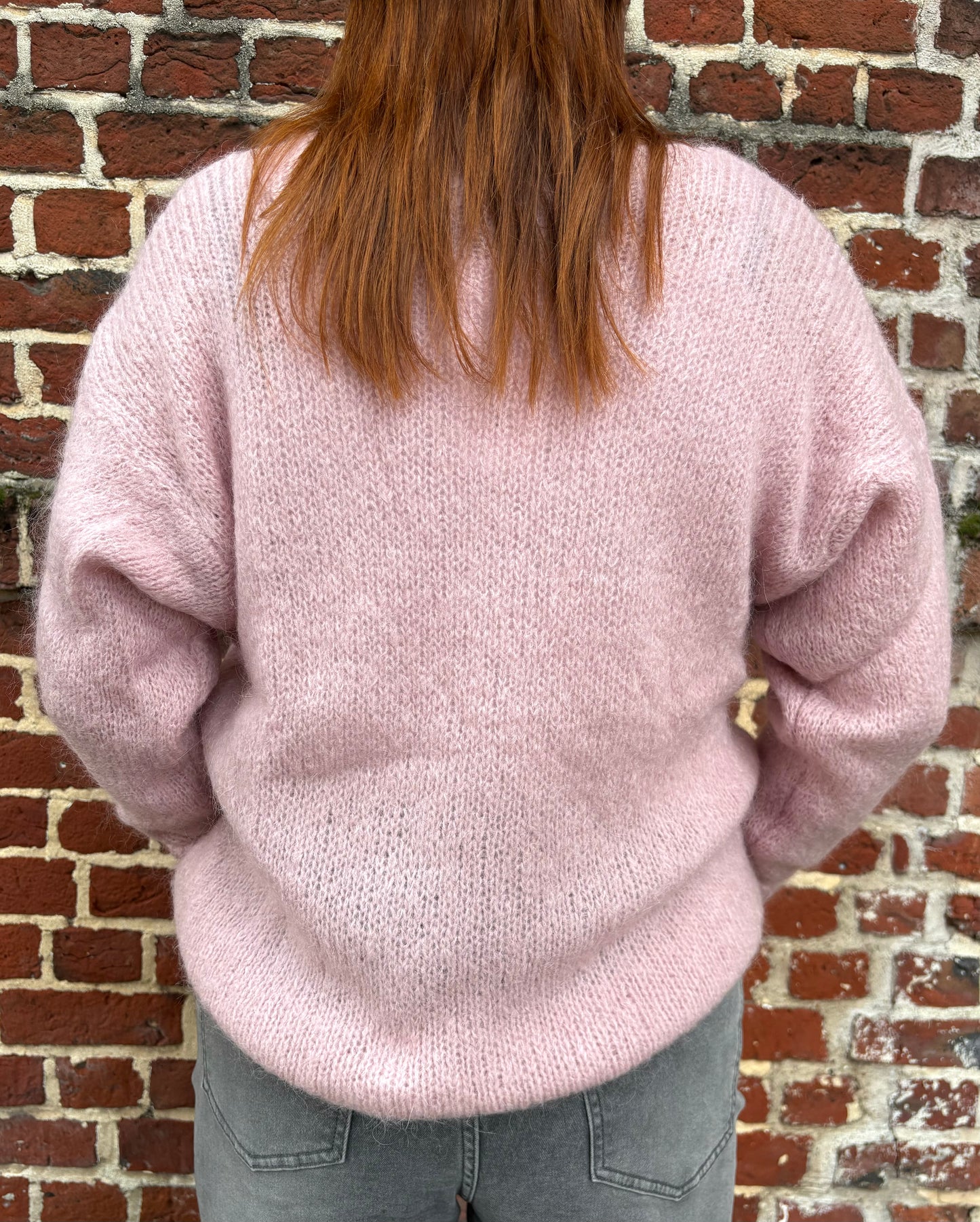 Pull en alpaga rose clair