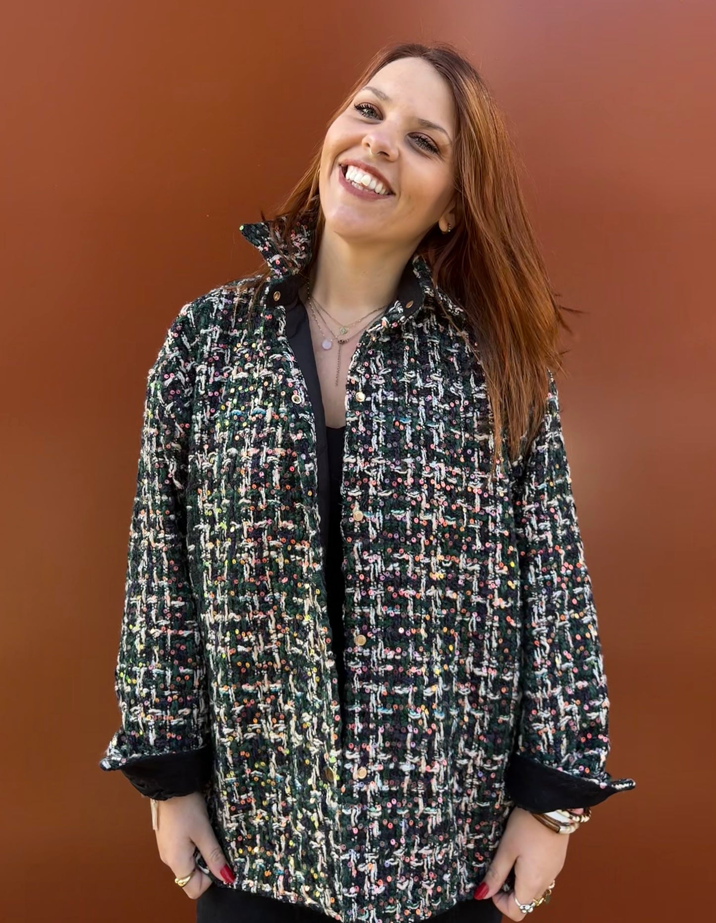 Veste en tweed à sequins