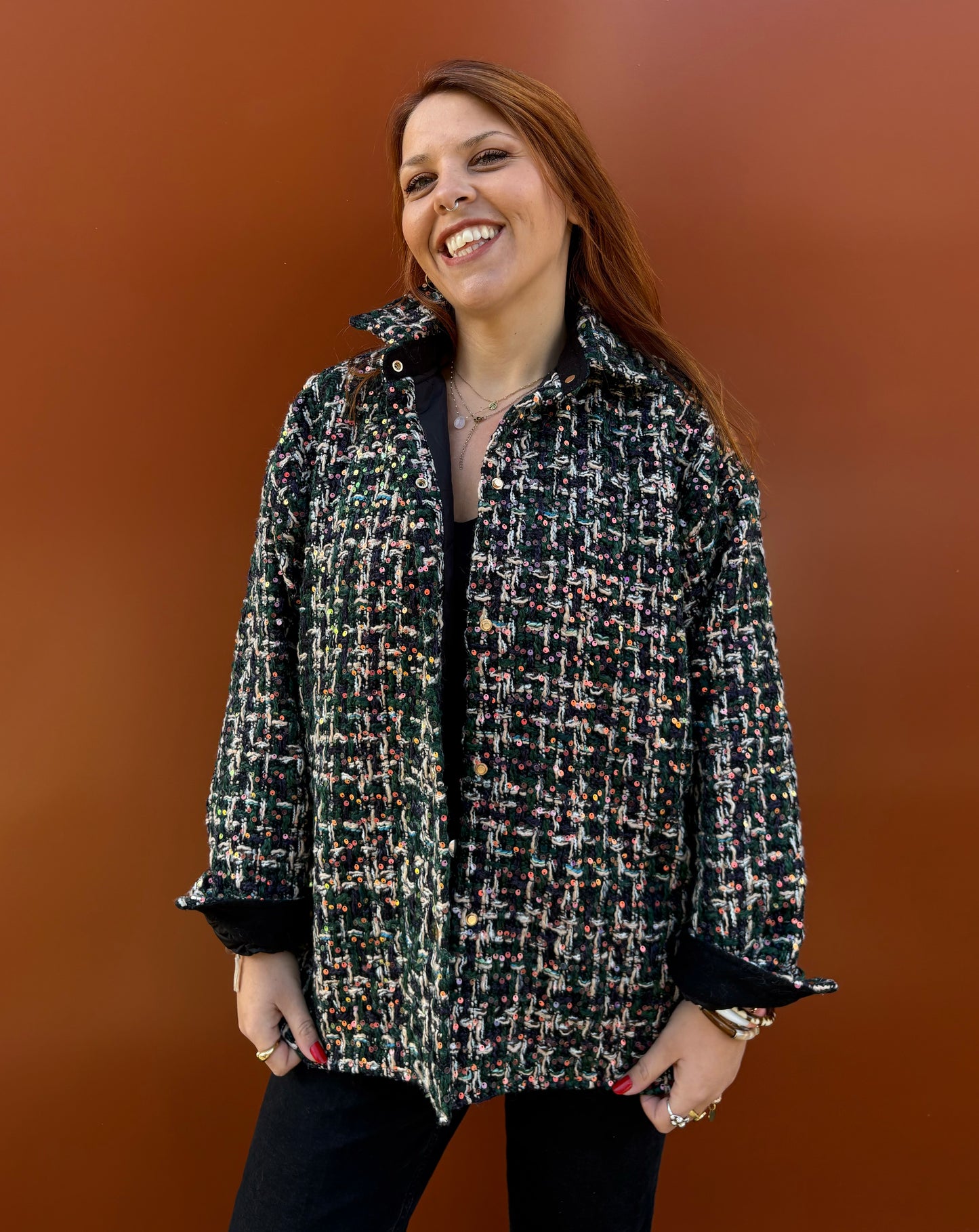 Veste en tweed à sequins