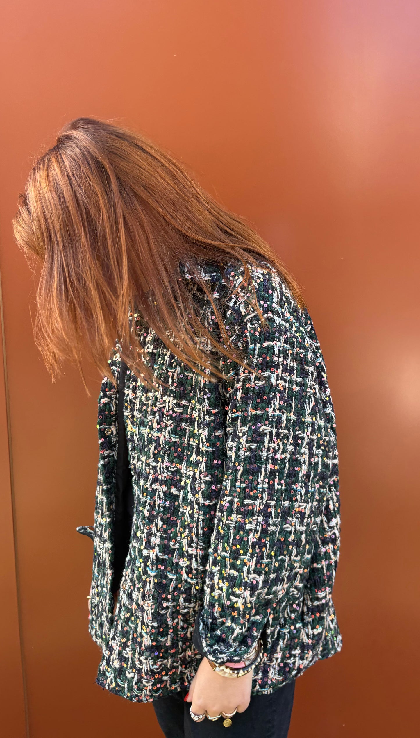 Veste en tweed à sequins