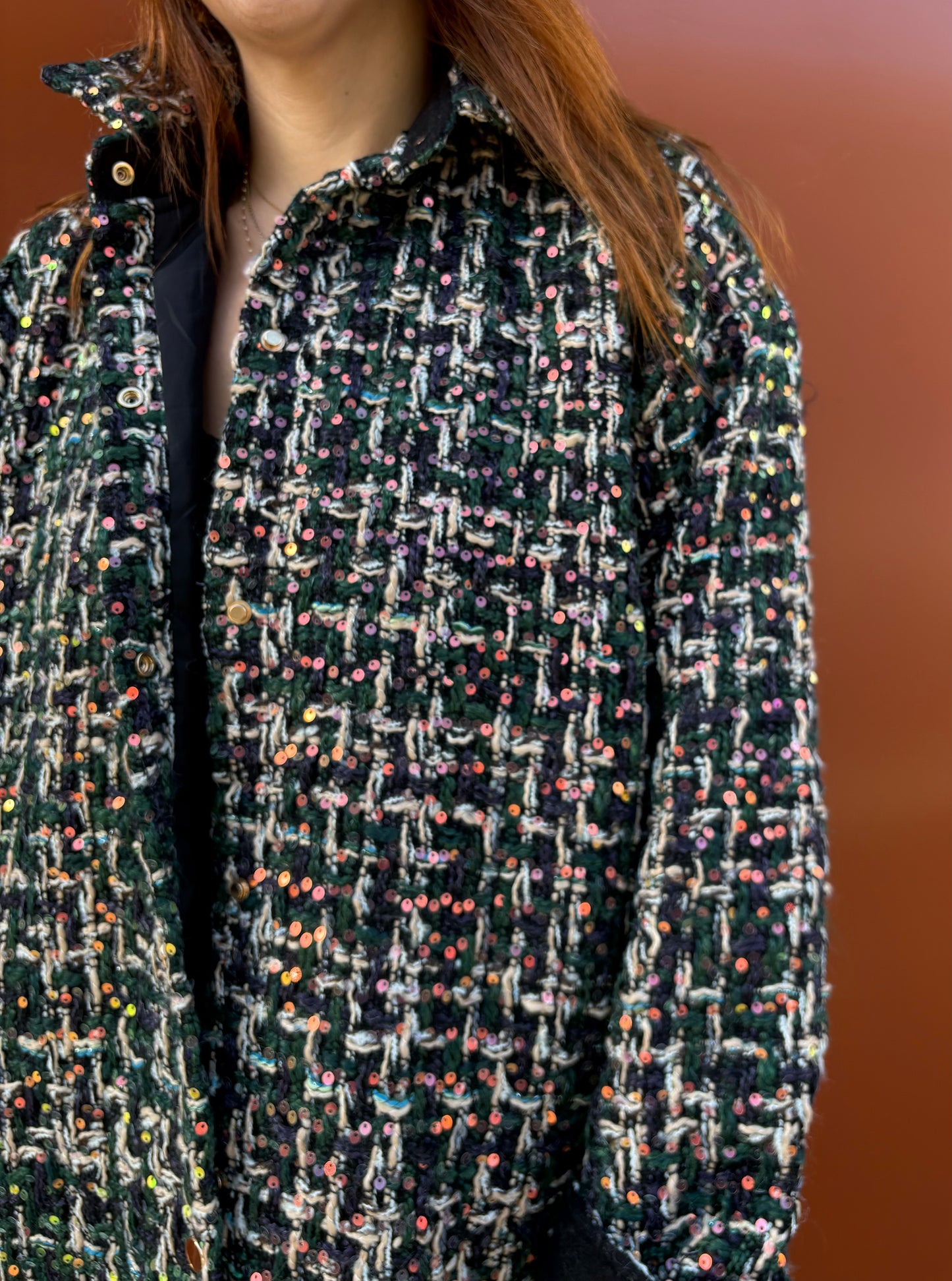 Veste en tweed à sequins