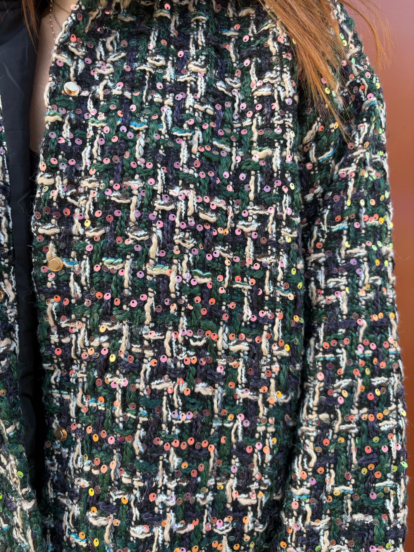 Veste en tweed à sequins