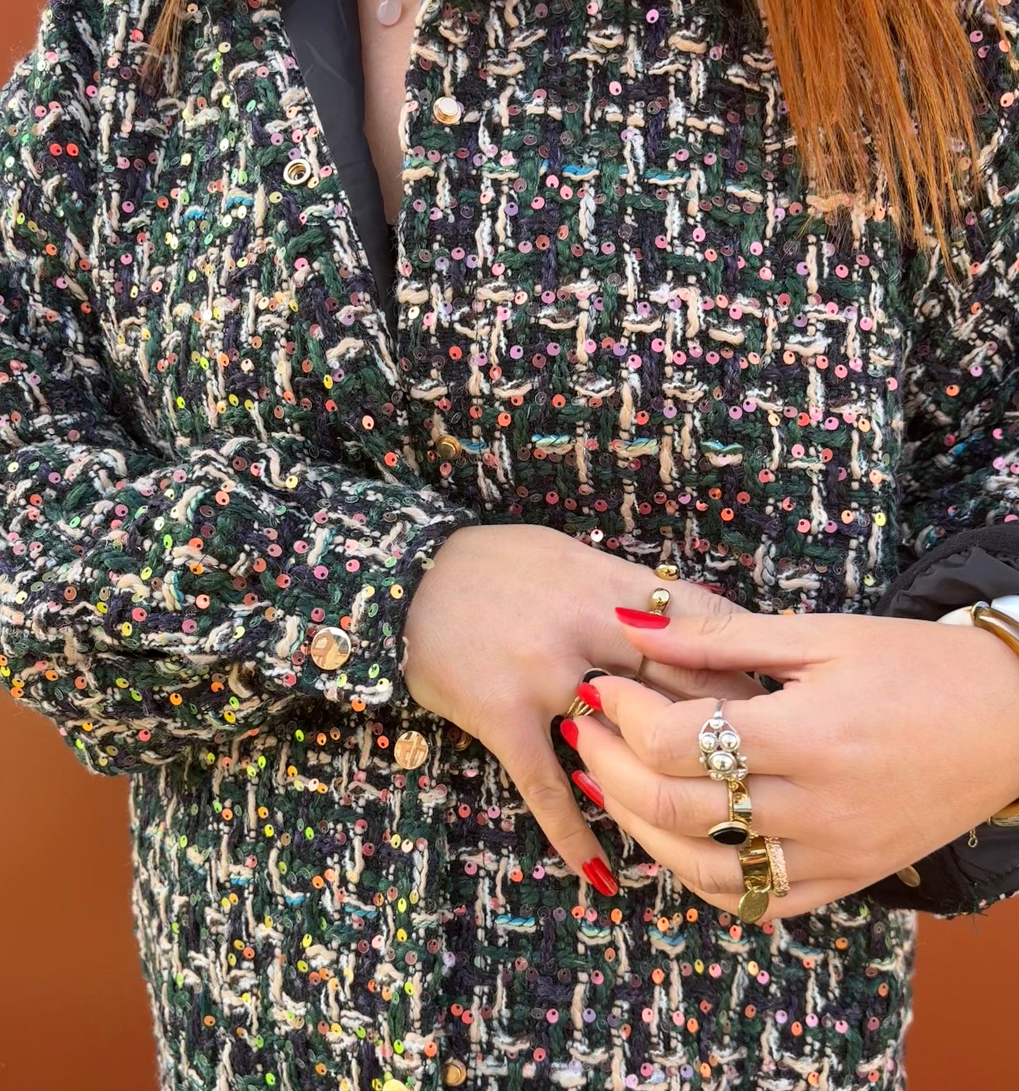 Veste en tweed à sequins