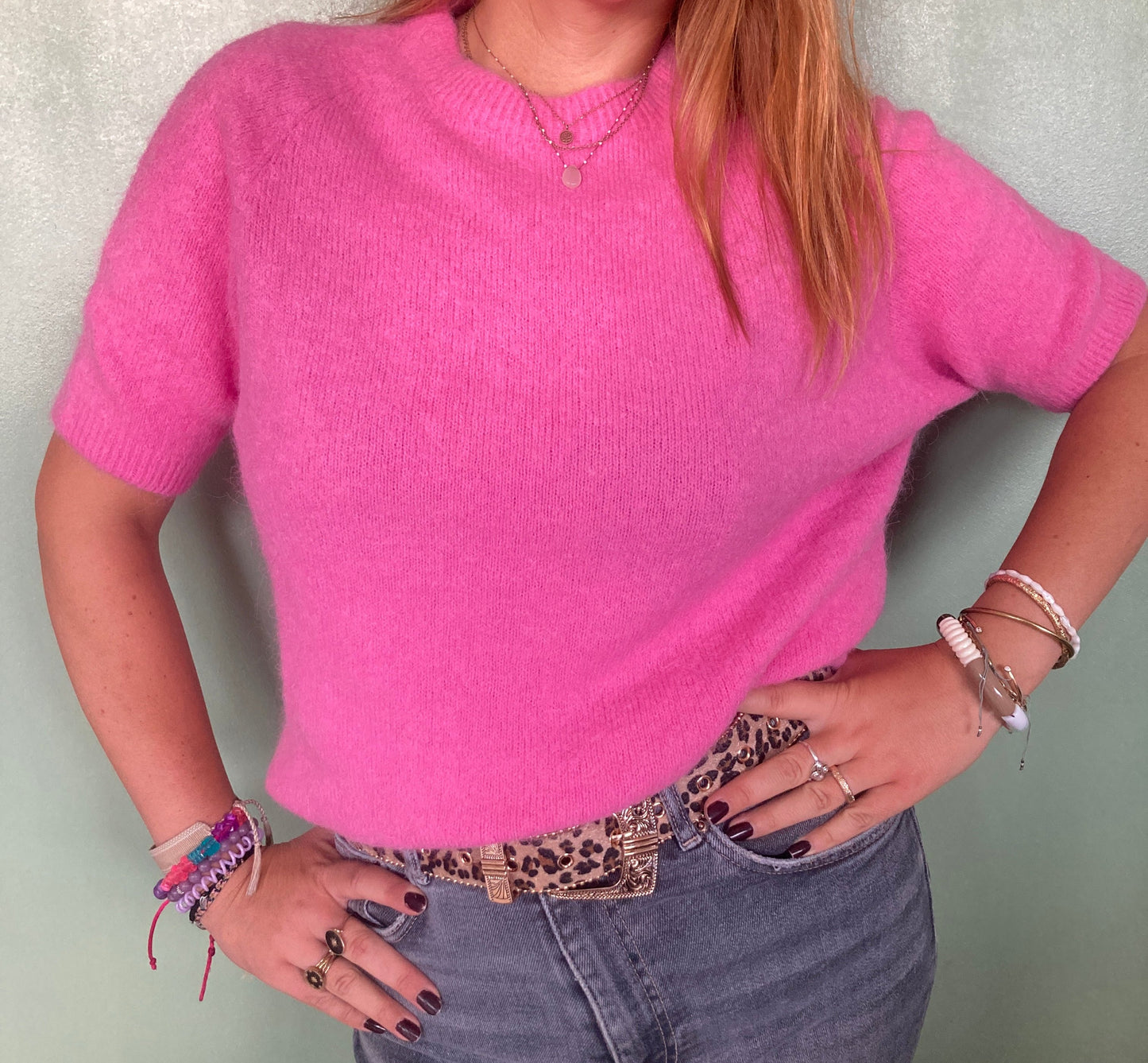 Pull en alpaga rose